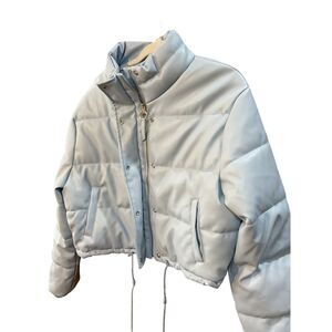 Love tree Cozy‎ blue Puffer  vegan jacket drawstring bottom Sz L